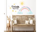 Rainbow Clouds Sun Stars - Think Positive Wall Decals - Watercolour